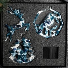 Подарочный набор из 3-х ёлочных игрушек «Новогодний» из камня (содалит) в подарок к новому году