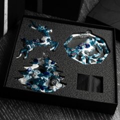 Подарочный набор из 3-х ёлочных игрушек «Новогодний» из камня (содалит) в подарок к новому году