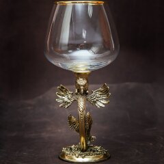 Подарочный бокал для коньяка «Ястреб» с объёмной фигуркой