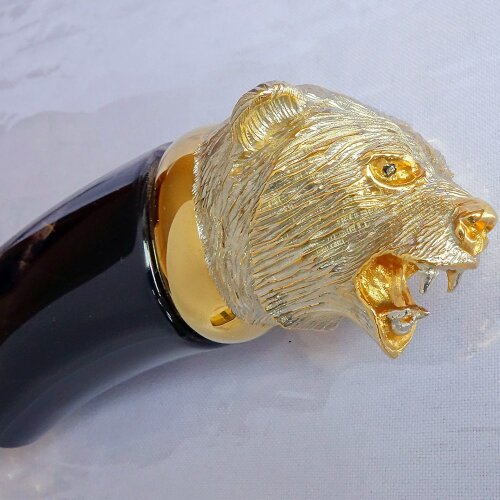 Коллекционный нож «Медведь» с позолоченным клинком из булатной стали