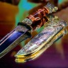 Подарочный нож «Медведь» украшенный в стиле мастеров Златоуста в подарочном футляре