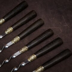 Оригинальные шампуры «Классика» с рукоятью из дерева ясень