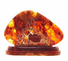 Настольная визитница из янтаря «Рак»