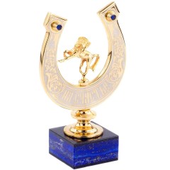 Настольный сувенир «Подкова на счастье» с лошадкой на камне лазурит в подарок для близких