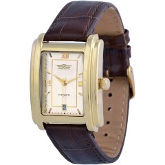 Наручные прямоугольные мужские часы «PREMIUMSTYLE» с позолотой