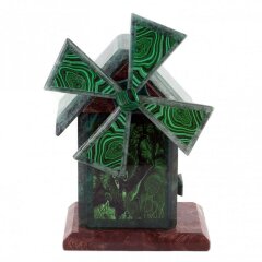 Декоративная шкатулка из змеевика «Мельница» для хранения драгоценностей