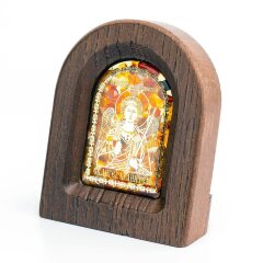 Православная икона «Ангел Хранитель» из дуба и янтаря в подарок маме