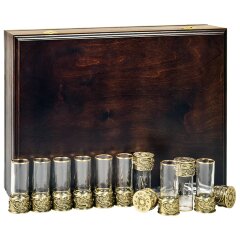 Набор из 12-ти стопок патрон «Змея» в футляре из массива дерева