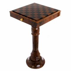 Шахматный стол с фигурами «Классический» из камня обсидиан