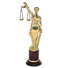 Позолоченная статуэтка «Фемида» на камне обсидиан в подарок судье