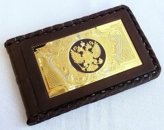 Визитница кожаная Герб РФ 2