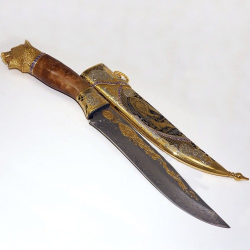 Сувенирный нож «Медведь» с рукоятью из берёзы в металлических ножнах