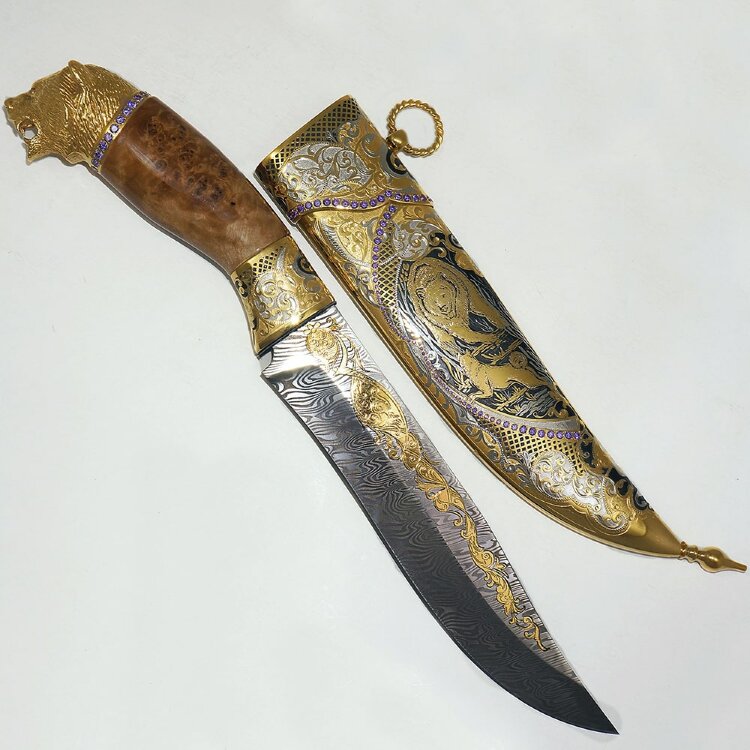 Сувенирный нож «Медведь» с рукоятью из берёзы в металлических ножнах