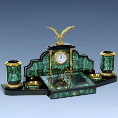 Настольный набор органайзер «Держава» из малахита в подарок руководителю