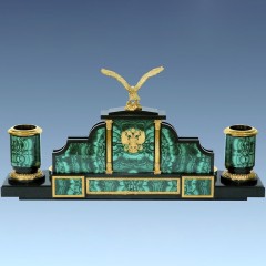 Настольный набор органайзер «Держава» из малахита в подарок руководителю