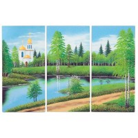 Модульная картина «Церковь у озера»