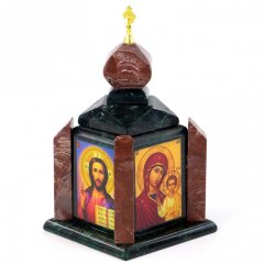 Подарочная шкатулка из камня змеевик «Часовня» для драгоценностей