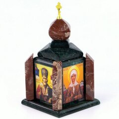 Подарочная шкатулка из камня змеевик «Часовня» для драгоценностей