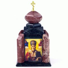 Подарочная шкатулка из камня змеевик «Часовня» для драгоценностей