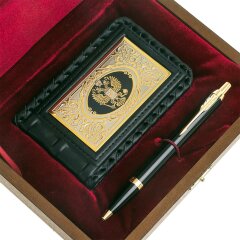 Подарочный набор «Герб России» (кожаная визитница, ручка)