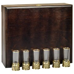 Праздничный набор из 6-ти стопок патрон «Змея» в футляре из массива дерева