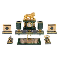 Настольный набор органайзер «Лев» из камня нефрит