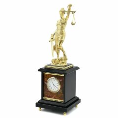 Часы настольные с фигуркой «Фемида» на камне яшма в подарок судье