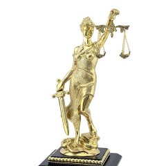 Часы настольные с фигуркой «Фемида» на камне яшма в подарок судье