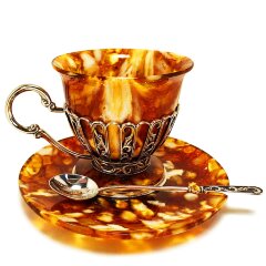 Чайная пара из янтаря «Севилья» в подарок женщине