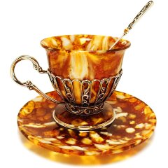 Чайная пара из янтаря «Севилья» в подарок женщине