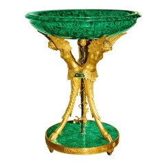 Настольная чаша из малахита «Три Ангела» в подарок для праздничного стола
