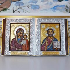 Большая украшенная икона «Венчальная пара» в подарок на свадьбу
