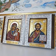 Большая украшенная икона «Венчальная пара» в подарок на свадьбу