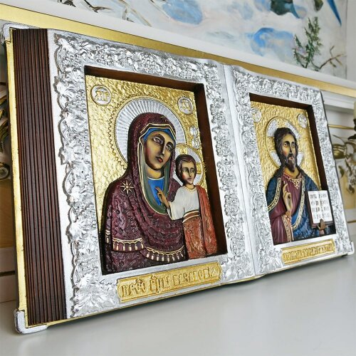 Большая украшенная икона «Венчальная пара» в подарок на свадьбу