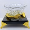 Икорница хрустальная «Севрюга» с позолоченной ложечкой на камне (долерит)