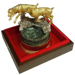 Бронзовая пепельница «Гончие» (позолота)