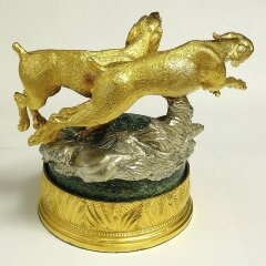 Бронзовая пепельница «Гончие» (позолота)