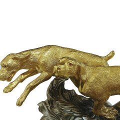 Бронзовая пепельница «Гончие» (позолота)