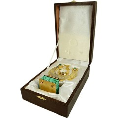 Сувенирная подкова с лошадкой на часах «На удачу» из малахита