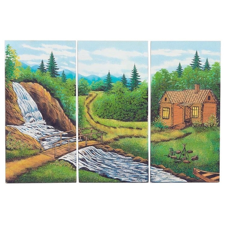 Модульная картина «Домик у водопада»