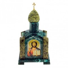 Сувенирная шкатулка из камня змеевик «Часовня» для драгоценностей