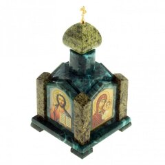 Сувенирная шкатулка из камня змеевик «Часовня» для драгоценностей