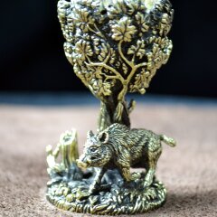 Подарочная рюмка лафитник «Кабан» из бронзы