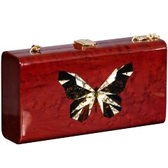 Сумка клатч через плечо «Бабочка» с инкрустацией янтарём