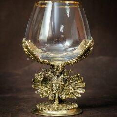 Подарочный бокал для коньяка «Герб России» с объёмной фигуркой
