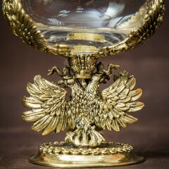 Подарочный бокал для коньяка «Герб России» с объёмной фигуркой