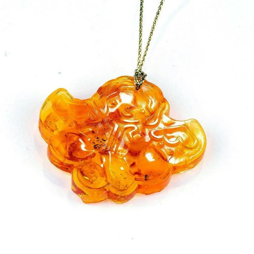 Ёлочная игрушка «Ангел» из янтаря для украшения Новогодней ёлки