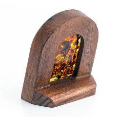 Маленькая икона «Божья Матерь» из дуба и янтаря