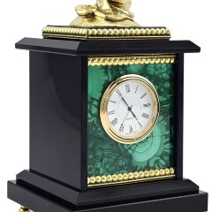 Часы настольные с фигуркой «Фемида» на камне малахит в подарок судье