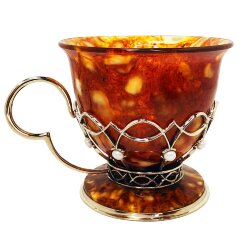 Кофейная пара из янтаря «Ажурная» в подарок девушке